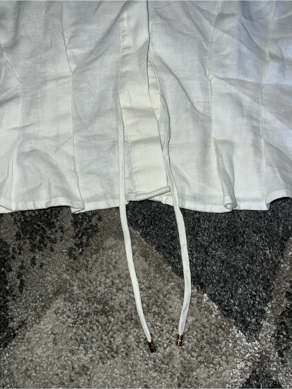 Michael Kors White Linen Sleeveless Tie-Front Blouse